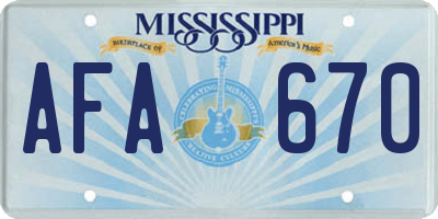 MS license plate AFA670