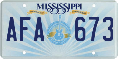 MS license plate AFA673