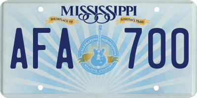 MS license plate AFA700