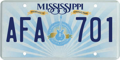 MS license plate AFA701