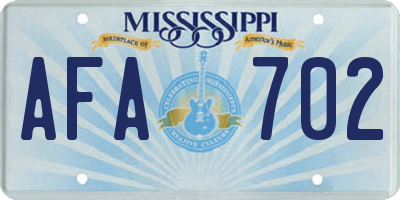 MS license plate AFA702