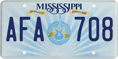 MS license plate AFA708