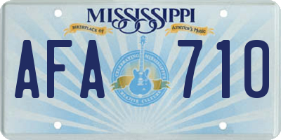 MS license plate AFA710