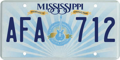 MS license plate AFA712