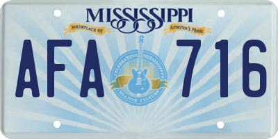 MS license plate AFA716