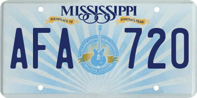 MS license plate AFA720