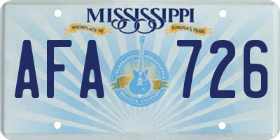 MS license plate AFA726