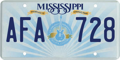 MS license plate AFA728