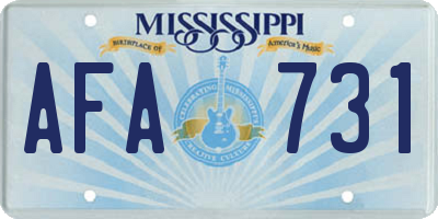 MS license plate AFA731