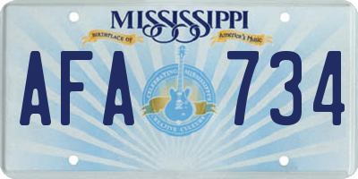 MS license plate AFA734