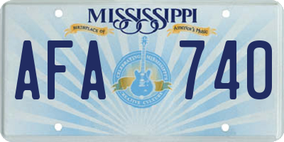 MS license plate AFA740