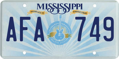 MS license plate AFA749