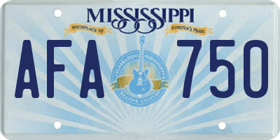 MS license plate AFA750