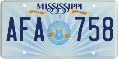 MS license plate AFA758