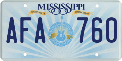 MS license plate AFA760