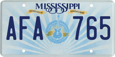 MS license plate AFA765