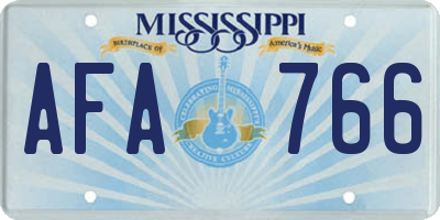 MS license plate AFA766