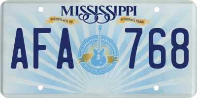 MS license plate AFA768