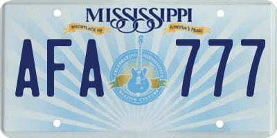 MS license plate AFA777