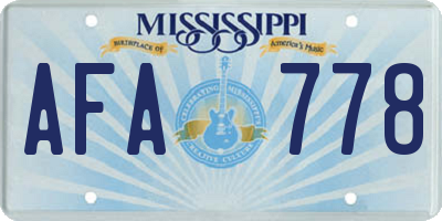 MS license plate AFA778