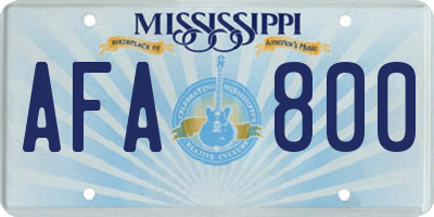 MS license plate AFA800