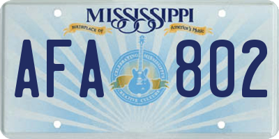 MS license plate AFA802