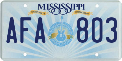 MS license plate AFA803