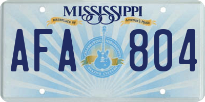 MS license plate AFA804