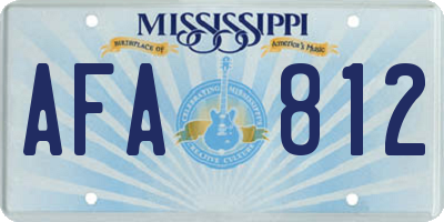MS license plate AFA812