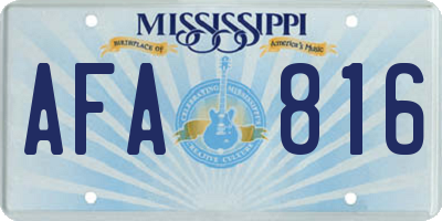 MS license plate AFA816