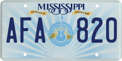 MS license plate AFA820