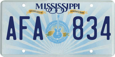 MS license plate AFA834