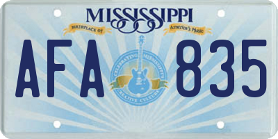 MS license plate AFA835