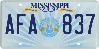 MS license plate AFA837