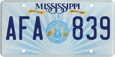 MS license plate AFA839
