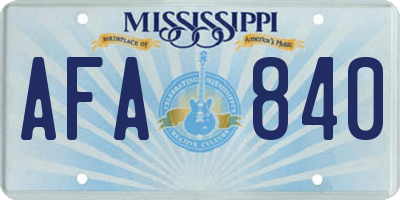 MS license plate AFA840