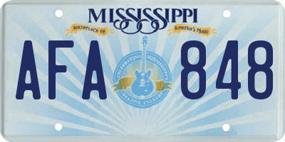 MS license plate AFA848