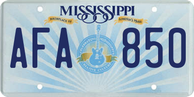 MS license plate AFA850