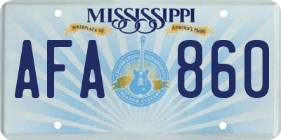 MS license plate AFA860