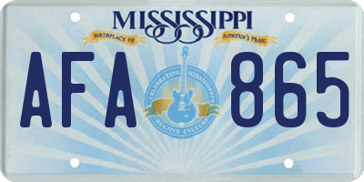 MS license plate AFA865