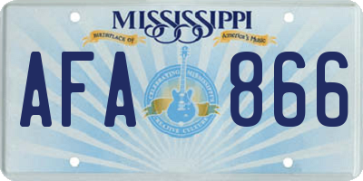 MS license plate AFA866