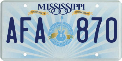 MS license plate AFA870