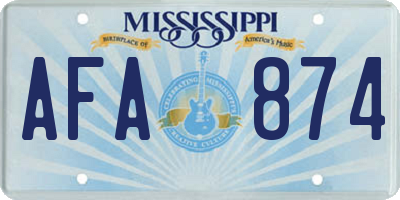 MS license plate AFA874