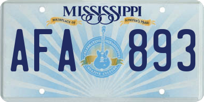MS license plate AFA893