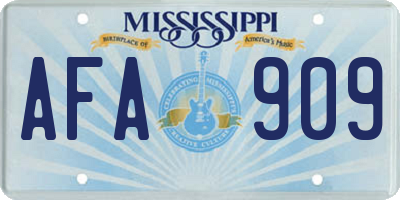 MS license plate AFA909