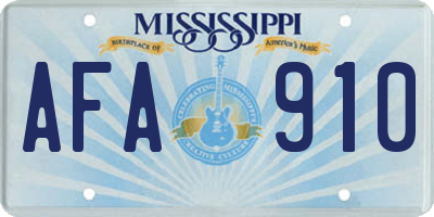 MS license plate AFA910