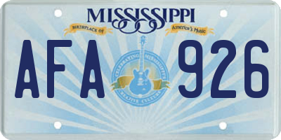 MS license plate AFA926
