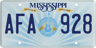 MS license plate AFA928