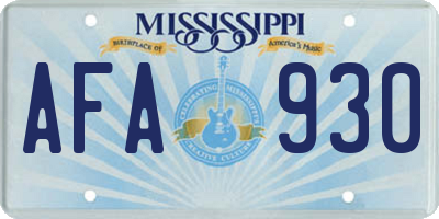 MS license plate AFA930