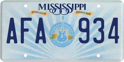 MS license plate AFA934